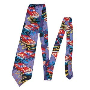 90s Vintage The Beatles 100% Silk Neck Tie Car Pattern Theme